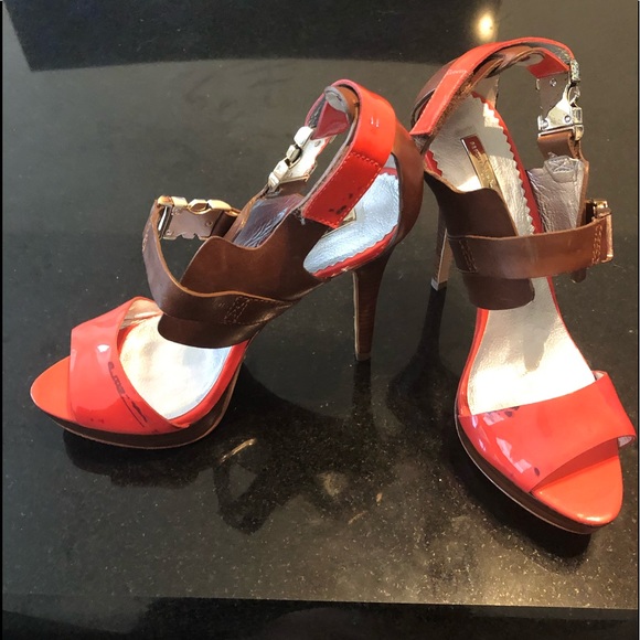 Report Signature orange patent with brown leather - Picture 2 of 3